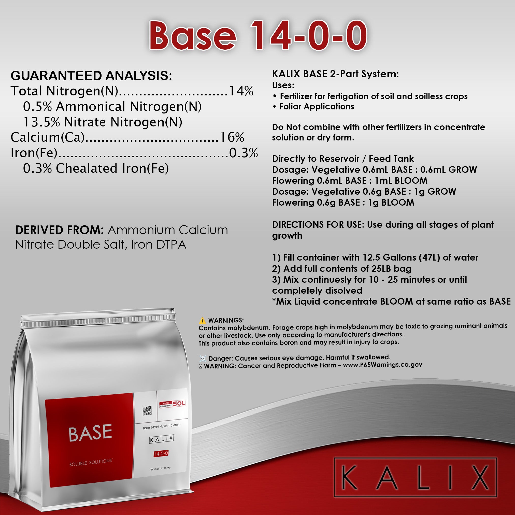 KALIX Base 14-0-0 Water Soluble Calcium Nitrate Fertilizer – Hydroponi ...